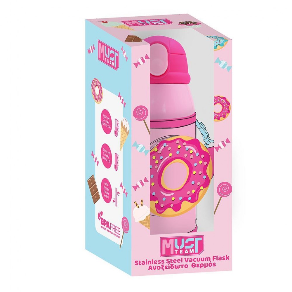 MUST TEAM CUPCAKE ΠΑΓΟΥΡΙ ΑΝΟΞΕΙΔΩΤΟ ΘΕΡΜΟΣ 500ML ΜΕ ΘΗΚΗ & ΚΑΛΑΜΑΚΙ 21,5Χ8,5ΕΚ (587492)