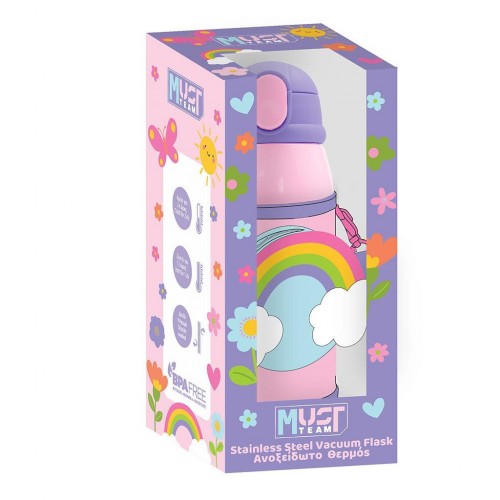 MUST TEAM  ΠΑΓΟΥΡΙ ΑΝΟΞΕΙΔΩΤΟ ΘΕΡΜΟΣ 500ML ΜΕ ΘΗΚΗ & ΚΑΛΑΜΑΚΙ 21,5Χ8,5ΕΚ ΟΥΡΑΝΙΟ ΤΟΞΟ (587593)